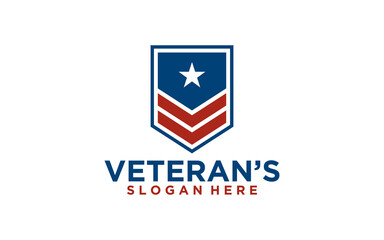 Obraz na płótnie Canvas Emblem American Veteran Shield Patriotic National Logo Design Vector