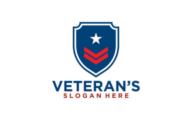 Emblem American Veteran Shield Patriotic National Logo Design Vector
