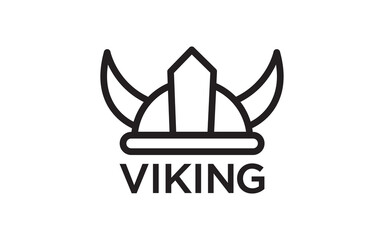 Simple Viking Weapon Design Elements For Heraldic Logo. Warrior Head In a Viking Helmet. Vector illustration in stamp style.