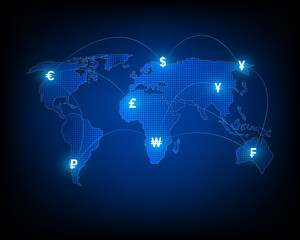 Global currency exchange icon network and money transfer illustration