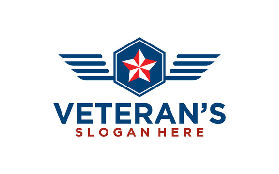 Emblem American Veteran Shield Patriotic National Logo Design Vector