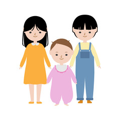 並んで立っている乳幼児たち