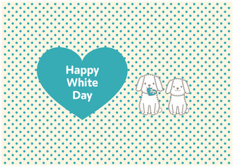 もふもふ犬2匹とホワイトデーのイラスト