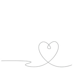 Valentines day background with heart one line, vector illustration