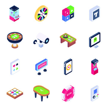
Pack of Gambling and Games Isometric Icons
