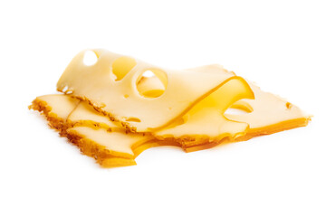 Sliced smoked hard cheese.