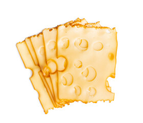 Sliced smoked hard cheese.