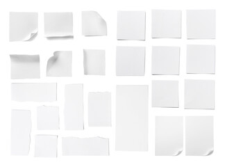 Set of different blank paper sheets on white background
