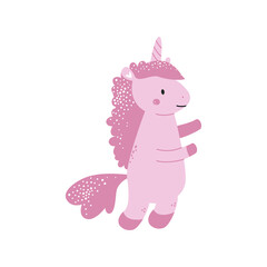 Cute cartoon character unicorn animal. Vector illustration.