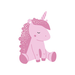Cute cartoon character unicorn animal. Vector illustration.