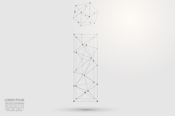 English letters abstract font consists 3d of triangles, lines, dots and connections. Vector illustration EPS 10.