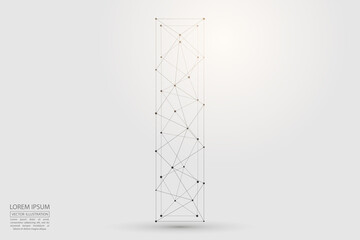 English letters abstract font consists 3d of triangles, lines, dots and connections. Vector illustration EPS 10.