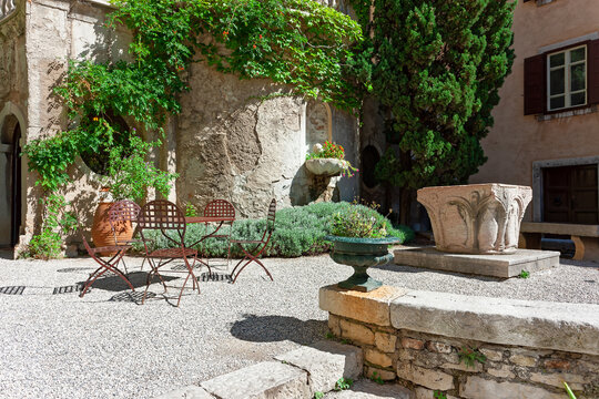 Inner courtyard of the castle Duino with old fountain