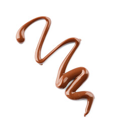 Sweet melted chocolate on white background