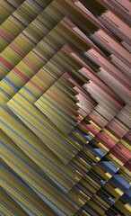 3D illustration of multicoloured diagonal stripes pattern and design