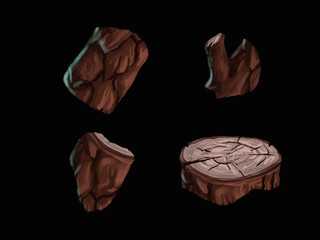 bark of tree isolated on dark background