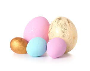 Obraz na płótnie Canvas Beautiful Easter eggs on white background