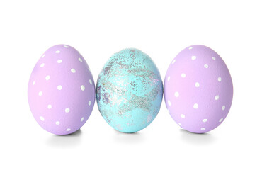 Beautiful Easter eggs on white background