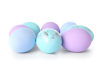 Beautiful Easter eggs on white background