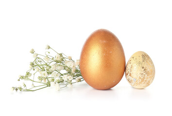 Beautiful Easter eggs on white background