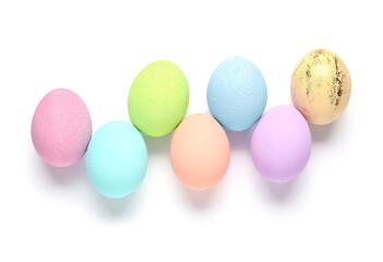 Beautiful Easter eggs on white background