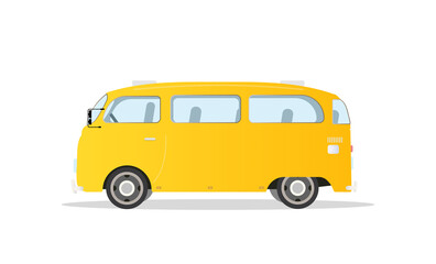 Yellow bus sign icon. Public transport symbol. Flat vector stock illustration.