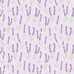 Lavender seamless repeat pattern vector background, floral.