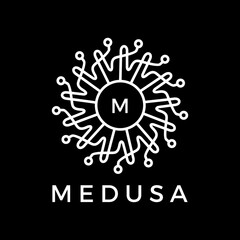 medusa tech mandala electric circuit logo vector icon illustration