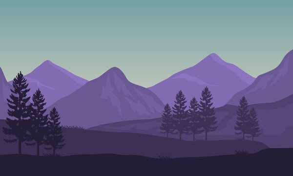 A warm morning in the countryside with stunning natural scenery. Vector illustration © City