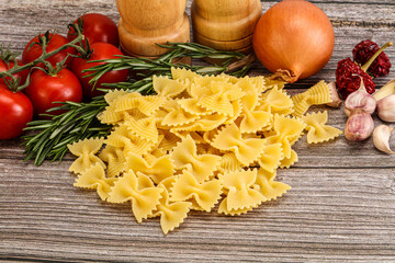 Raw Italian farfalle pasta for cooking