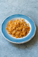 Turkish Noodle Eriste Flavored with Tomato Paste and Capia Pepper alsa called Red Pepper Plain.