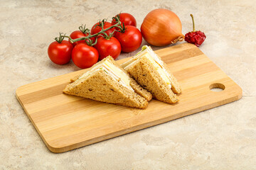 Club sandwich with chicken and cheese