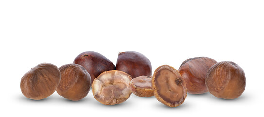 chestnuts isolated on white background.