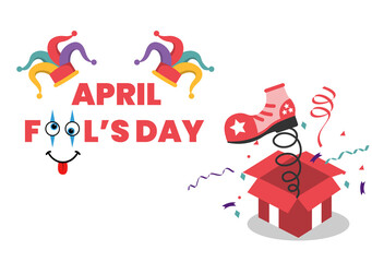 Celebration Happy April Fool's Day Wearing a Jester Hat Background Design. Vector Illustration.