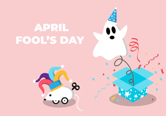 Celebration Happy April Fool's Day Wearing a Jester Hat Background Design. Vector Illustration.