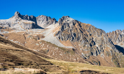 Col de la Madeleine at 2000 m altitude, Rhone alps, France