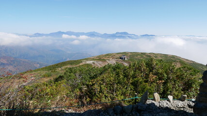 wide mountain view at Hakuba, Japan, early autumn