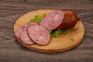 Smoked ham sausage with spices