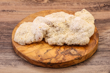 Raw meat schnitzel for roast