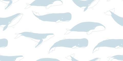 Obraz premium Wild Whales. Seamless Pattern for your design