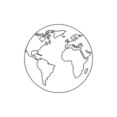 Linear earth silhouette. Globe. Planet Earth. Vector illustration. 