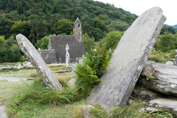 Scenic views of St. Kevin´s Monastery, Glendalough, County Wicklow, Ireland