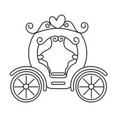Wedding carriage vector illustration, isolated linear style pictogram 