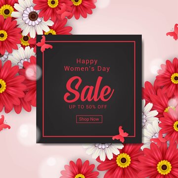 happy women's day sale banner template vector illustration