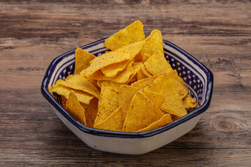 Mexican crunchy corn nachos triangle