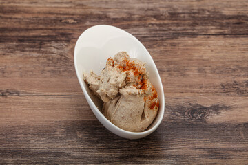 Herring butter spread in the bowl