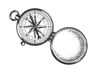 vintage compass sketch raster illustration