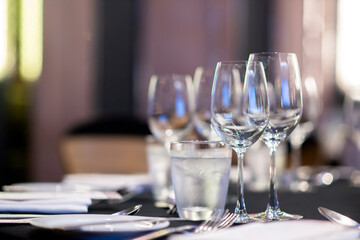 empty wine glasses prepare on table