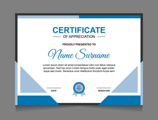 Certificate of achievement border design templates with elements of geometric shapes badges and modern line patterns. vector graphic print layout can use For award, appreciation, education