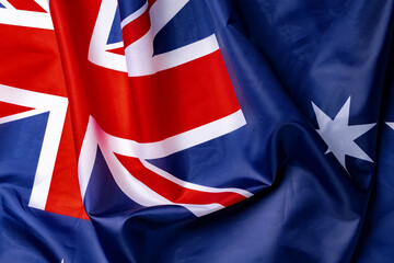 Fototapeta premium National flag of Australia, fabric textile background